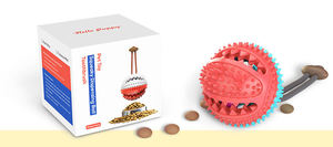 Produsen Grosir Mainan Bola Pemberi Makan Anjing Bulat Karet Bersuara dengan Tali - Product Image 6