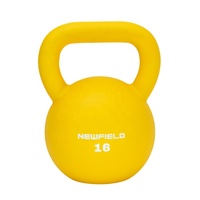 Kettlebell jaune 16 kg, robuste, pour entraînement de force, corps en acier durable, revêtement électrostatique en poudre, entraînement en salle de sport