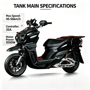 Motocicleta Eléctrica TANK de 1000W de Largo Alcance, Impermeable, 48V/60V/72V, Neumático de 10 Pulgadas, Scooter Eléctrico Resistente para Adultos - Product Image 2