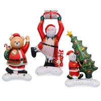 Ballons de Noël géants 3D en forme de Père Noël, d'ours et d'arbre de Noël en aluminium pour les fêtes d'hiver à la maison et dans le jardin
