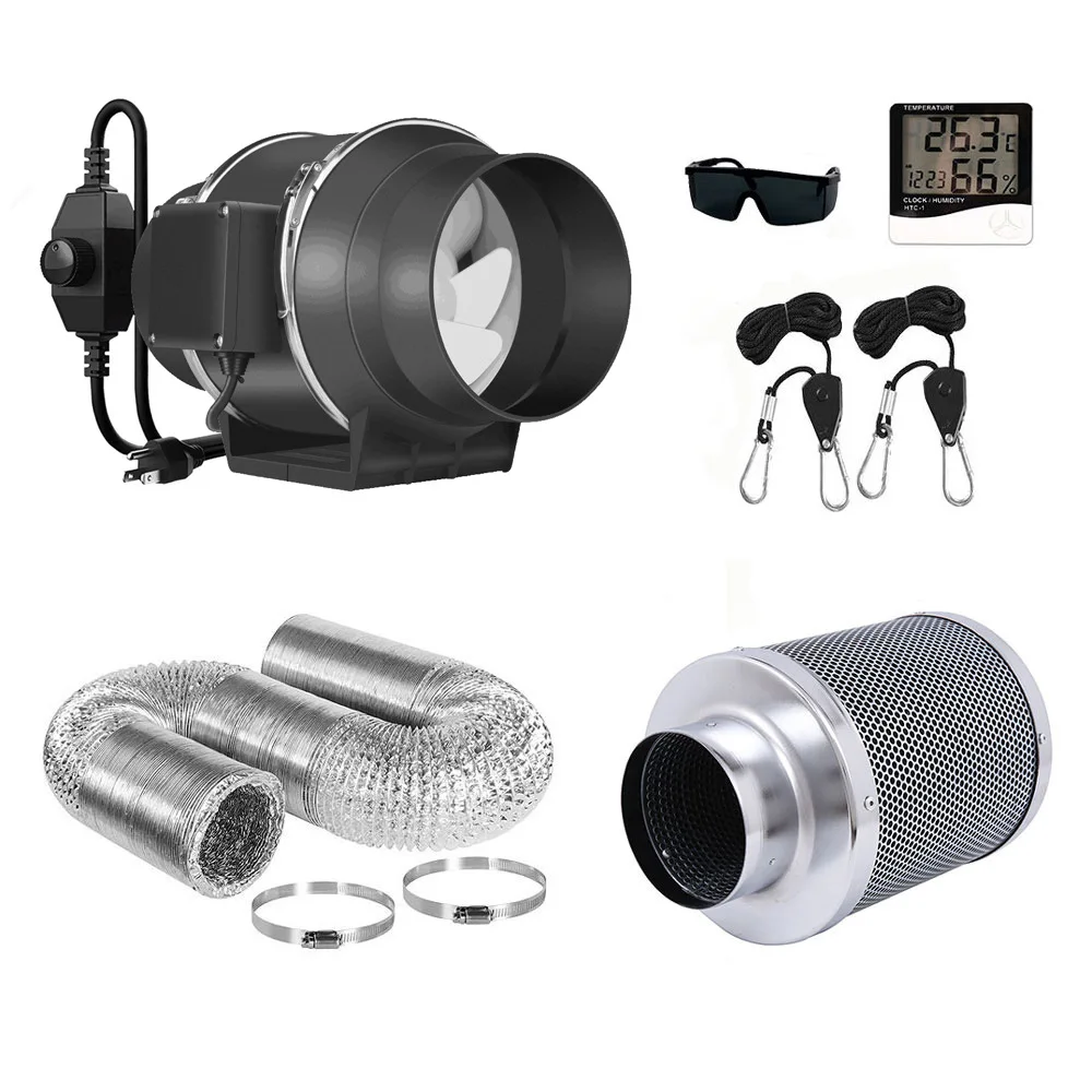 Фильтр для гидропоники для выращивания растений в помещении, углеродный воздушный фильтр 4, 6, 8, 10, 12 дюймов и встроенный вентилятор для канала, фильтр для тента для выращивания