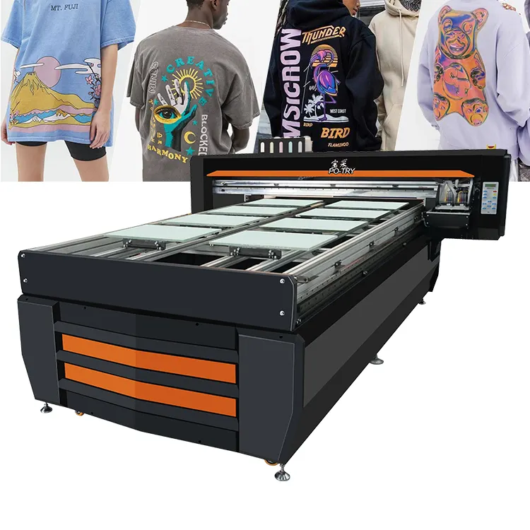 PO-TRY penjualan terlaris langsung ke tekstil Digital Inkjet DTG Printer 1200mm T-shirt mesin cetak