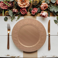 Assiette de présentation en plastique doré haut de gamme, peinte à la main, pour fête, restaurant, mariage, événement, élégante, rétro, luxueuse, circulaire