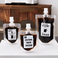 Buse debout transparente de qualité alimentaire emballage en plastique boisson boisson jus bec verseur sac 150 ml 50 ml liquide bec pochette sacs