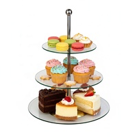 Support à gâteau de mariage moderne sur mesure, supports à nourriture pour buffet, supports à dessert en verre à 3 niveaux, supports à gâteau en métal pour événements