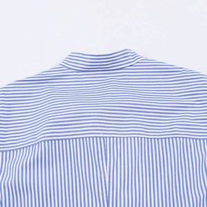 Camisa sin mangas a rayas personalizada <span class=keywords><strong>para</strong></span> <span class=keywords><strong>mujer</strong></span> 2026, blusa con peplum y dobladillo con volantes, botones chinos tipo rana, OEM/ODM de fábrica china - Product Image 5