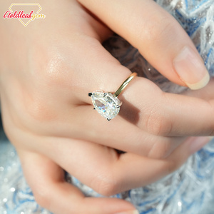 Anillo de Boda de Lujo para Mujer con Moissanita de 5 Quilates, Corte Pera, Chapado en Oro de 10/14/18K, Plata de Ley 925, Anillos con Diamantes - Product Image 3