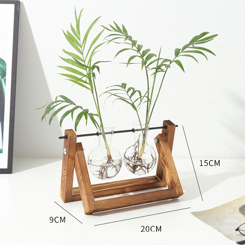 retro wood + 2 Bulb Vase clear