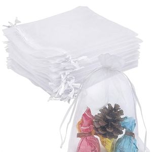 Sacs en organza en vrac pour entrepôt local, pochettes en tissu transparent à cordon, emballage de bijoux, sacs cadeaux pour mariage, fête, Noël, en gros - Product Image 1