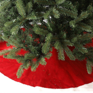 Tappetino per Albero di Natale, Diametro 80cm, Rosso in Peluche con Bordo Bianco - Product Image 5
