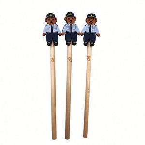 Crayon en bois avec breloque animale en PVC silicone 2026 – Collection amusante de fournitures scolaires mignonnes pour la rentrée - Product Image 1