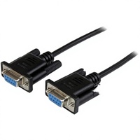 Cable Serial RS232 DB9 Negro de 2m, Cable de Transferencia de Datos Cruzado de 9 Pines Hembra a Hembra para Computadora, PC, PLC, Programación