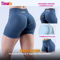 Tinain OEM ODM Fitnesskledingfabrikant Squat Proof Ademend Matte Afwerking Onzichtbare Scrunch Training Dames Yoga Shorts