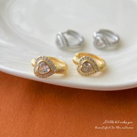 Hartvormige CZ Chunky Hoop Stud Oorbellen Goud Zilver Koper Pave Zirconia Hart Geribbelde Buis Oorbellen voor Vrouwen Feest Valentijn Sieraden