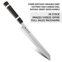 Pisau Kiritsuke 270mm Baja Karbon 7Cr17MoV Ujung Tajam untuk Sashimi, Gagang Kayu Oktagonal, Yanagiba, Pemotong Tuna Salmon