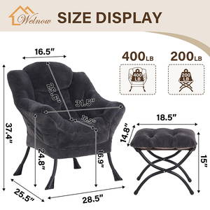 Fauteuil d'appoint moderne avec repose-pieds pliable, <span class=keywords><strong>chaise</strong></span> <span class=keywords><strong>de</strong></span> lecture relaxante, canapé inclinable avec ottoman pour salon et chambre à coucher - Product Image 2