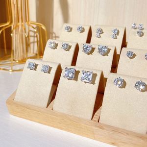 Dylam Exquisite Jewelry Earring Glamorous 925 Sterling Silver Eternity Square Heart Round <b>Diamond</b> 5A Zirconia Stud Earrings - Product Image 3