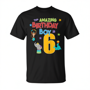 T-shirt « Amazing Birthday Boy Is Six » pour enfants de 6 ans, chemise de fête sur le thème du cirque - Product Image 2