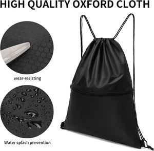 กระเป๋าเป้แบบมีเชือกผูกสีดำลายผ้าดิบ สำหรับกีฬา ฟิตเนส เต้นรำ ท่องเที่ยว เดินป่า ตั้งแคมป์ เหมาะสำหรับผู้ชายและผู้หญิง  สามารถปรับแต่งได้ - Product Image 3