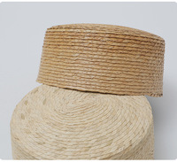 Chapeau de soleil élégant en paille naturelle tressée à la main, style boîte à pilules, avec couronne plate à la française, pour femme, idéal pour la plage et l'été