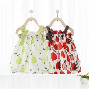 Gaun bunga terkotak anak perempuan, gaun putri modis edisi Korea musim panas 2023