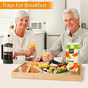 Plateau de service Amboo en provenance des États-Unis, plateau de cuisine <span class=keywords><strong>pour</strong></span> aliments avec poignées, plateaux de service, idéal <span class=keywords><strong>pour</strong></span> les dîners, les fêtes, la table - Product Image 2