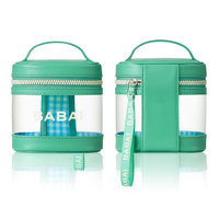 Trousse de Maquillage Portable avec Fermeture Éclair, Pochette Cosmétique Transparente pour Femme, Idéale pour Voyage, Étui de Toilette avec Poignée et Lettre