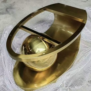 Lumière de luxe de haute qualité marbre haut en acier inoxydable cadre salon meubles <span class=keywords><strong>prix</strong></span> de gros ovale doré Centre Table basse - Product Image 3