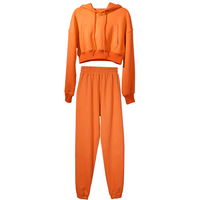 Costume deux pièces décontracté de sport pour femmes, vêtement de fitness, taille basse, à capuche, manches longues, costume Style hongkongais, nouvelle collection