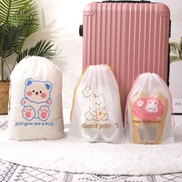 Sacs de rangement pour chaussures en plastique PE mat, fabriqués en usine, avec cordon de serrage, motif dessin animé, modèle 004, vente en gros Yiwu, LOGO personnalisé