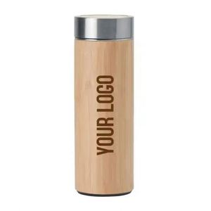 Bouteille isotherme en acier inoxydable et bambou de 350 ml, 450 ml, 500 ml, thermos à vide - Product Image 1