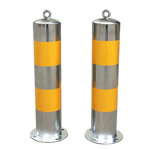 Rimovibile in acciaio inox vialetto dissuasore palo di parcheggio barriere colonna di avvertimento con strisce riflettenti - Product Image 3