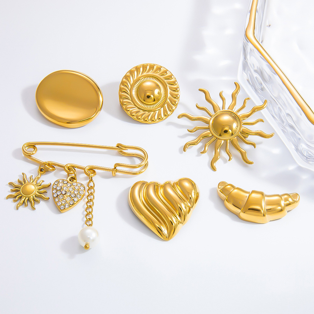 Broche or jaune et diamants vintage - Bijoux anciens