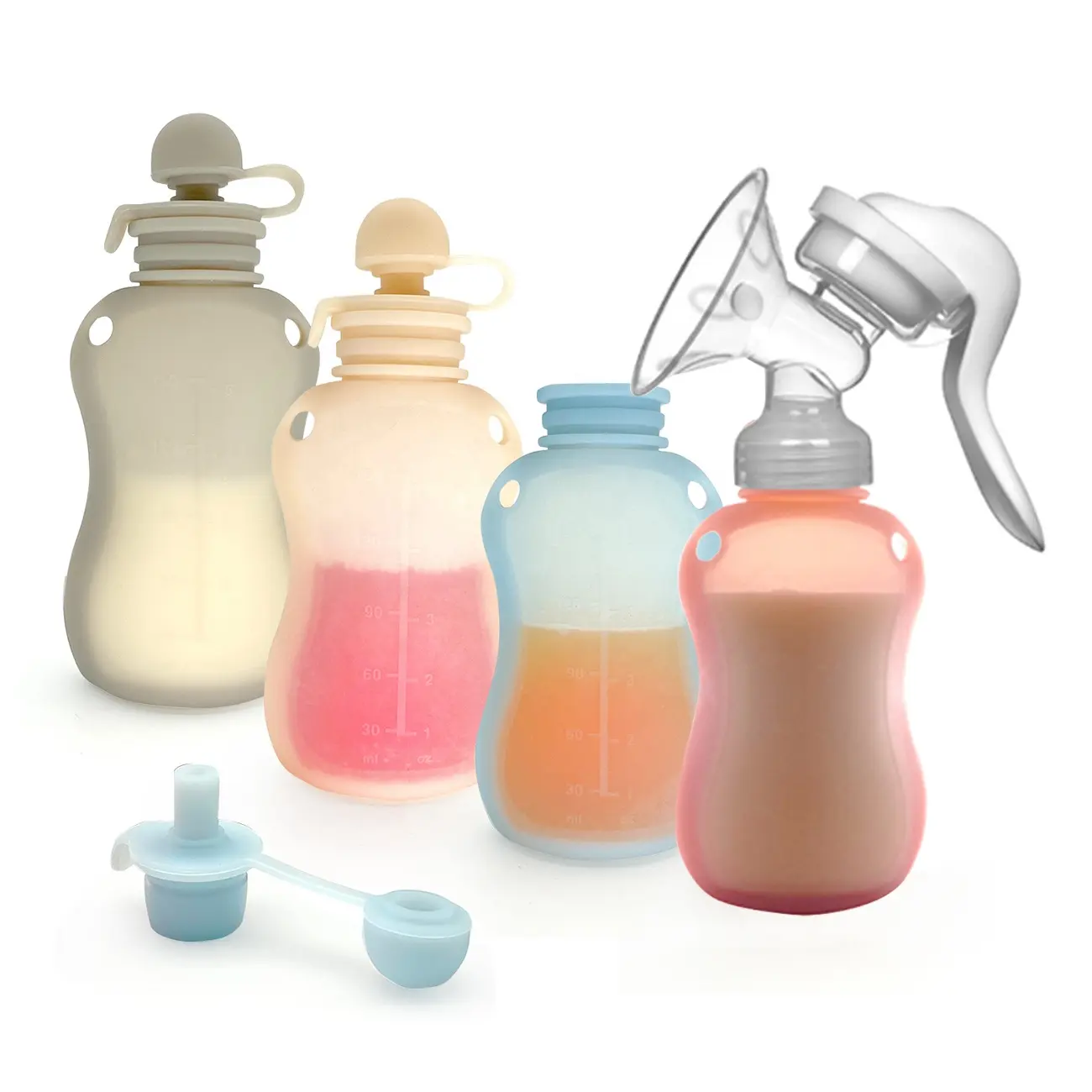 Tas penyimpan ASI ASI Freezer bebas BPA kustom tas penyimpan susu silikon dapat dipakai ulang untuk ibu menyusui