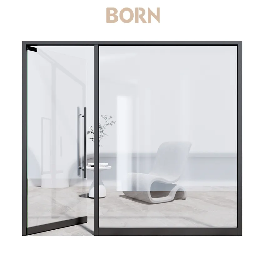 Modern Bathroom Narrow Frame Casement Aluminium Interior Glass door price