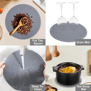 BPAフリーシリコンマイクロ波マットシリコーントリベットマットラウンド耐熱マットカバーホルダーパッド電子レンジ用 - Product Image 4