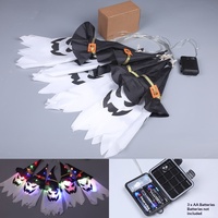 Decoración de Halloween: Guirnalda de luces LED de colores con sombrero de mago, fantasma y calabaza, con interruptor manual y funciona con pilas, para un ambiente de terror festivo.