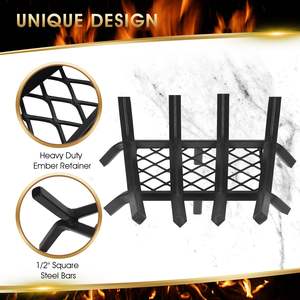 Grille <span class=keywords><strong>de</strong></span> <span class=keywords><strong>cheminée</strong></span> avec retenue <span class=keywords><strong>de</strong></span> braise, 15.5 _ en fonte robuste <span class=keywords><strong>pour</strong></span> l'intérieur, foyer <span class=keywords><strong>de</strong></span> <span class=keywords><strong>cheminée</strong></span> avec support à bûches - Product Image 3