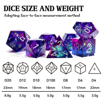 Ensemble de dés polyédriques en résine avec logo personnalisé, 7 dés à bords vifs, vente en gros en usine pour les jeux de rôle Dungeons and Dragons