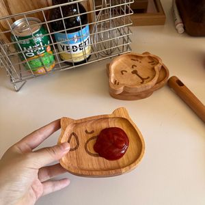 Animal Shape Rubberwood Dipping <b>Sauce</b> Plate Cartoon Design For Party And Tea Drinking - Product Image 4
