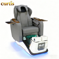 Fauteuil de pédicure inclinable luxueux avec lampe LED et système de jets sans tuyau pour salon de manucure, spa, salon de beauté
