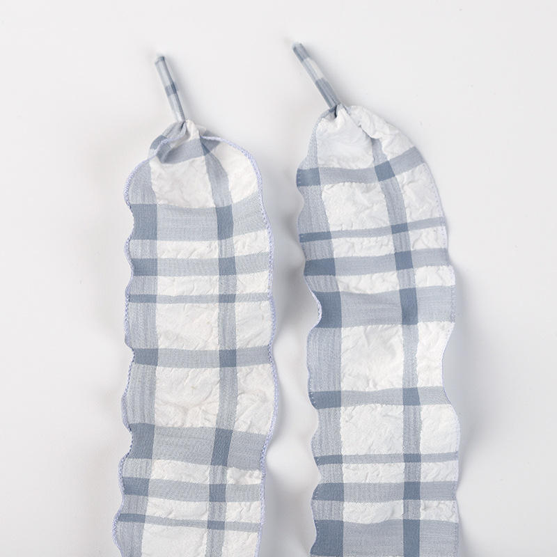 Blue plaid shoelaces