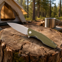 Couteau pliant de poche avec manche en G10 et lame en acier inoxydable pour le camping en plein air, la chasse et l'EDC