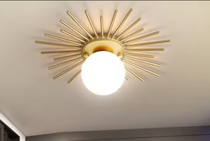 Zèle Éclairage Vente Chaude En <span class=keywords><strong>Forme</strong></span> De <span class=keywords><strong>Soleil</strong></span> Led Lustre pour Salon Or Verre Pendentif Lumière - Product Image 3