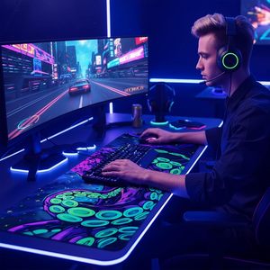 Alfombrilla de Ratón para Juegos Blacklight Octopus, Alfombrilla de Escritorio con Tentáculos de Kraken Reactivos a los Rayos UV, Alfombrilla de Ratón Extendida con Brillo Neón para el Hogar, 31.<span class=keywords><strong>5</strong></span>" X 11.8" - Product Image 2