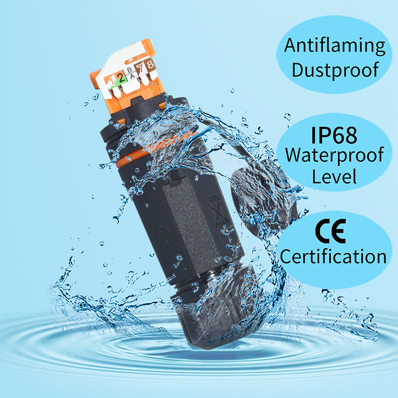 IP68 Waterproof RJ45 CAT6A IDC Connector 10Gbps Toolless UTP Ethernet Coupler