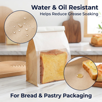Sacs à pain personnalisés imprimés, jetables, durables, à bord roulé, avec fenêtre transparente, fermeture à fermeture éclair, résistants à la graisse, de qualité alimentaire, pour toasts