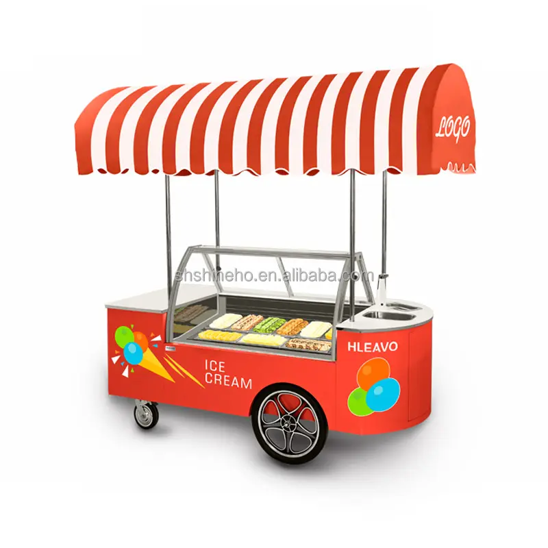 Shineho Carrinho de gelados prezzi congelatore elettrico macchina per gelato mobile push carrello per gelato