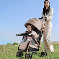 Poussette bébé pliable en lin à double sens avec cadre en acier inoxydable, roues EVA, vue haute, capacité de charge de 20 kg pour les enfants de 0 à 3 ans