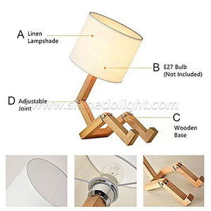 Tại chỗ Châu Âu rắn gỗ <span class=keywords><strong>robot</strong></span> sáng tạo bàn đèn Quà Tặng gỗ nghệ thuật phòng ngủ cạnh giường ngủ đèn đơn giản phòng ngủ đèn - Product Image 2